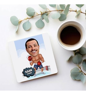 Kişiye Özel Süper Boksçu Karikatürlü Bardak Altlığı