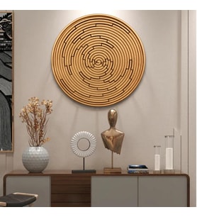 Spiral Geometrik Rölyef Tablo Altın (Çok Renkli)