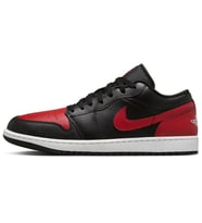 Nike Air Jordan 1 Low Leather Sneaker Hakiki Deri Unisex Günlük Spor Ayakkabı Siyah-Kırmızı