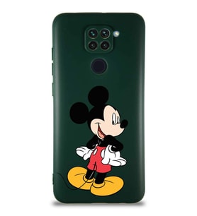Xiaomi Redmi Note 9 Soft Premier Kapak Mickey Mouse-D Tasarımlı Silikon Kılıf - Yeşil (Şeffaf)