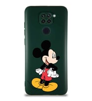 Xiaomi Redmi Note 9 Soft Premier Kapak Mickey Mouse-D Tasarımlı Silikon Kılıf - Yeşil (Şeffaf)