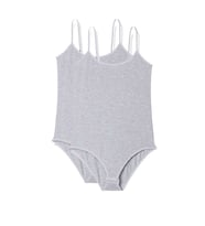 2 Adet İp Askılı Kadın Çıtçıtlı Body Gri