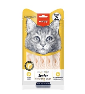 Wanpy Senior Tavuklu & Ciğerli 7+ Yaşlı Sıvı Kedi Ödül Maması 5x14 gr