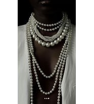 Çoklu İnci Kolye, Özel Tasarım Çok Sıralı İncili Kolye (Beyaz)