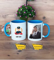 Erkek Polis Kupa Bardak Mavi Fotoğraflı Polisler Günü Hediyesi