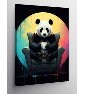 Kanvas Tablo Rahatlayan Panda Sandalyede