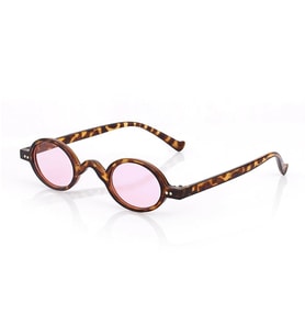 Mobgift Minimal Vintage Retro Oval Kemik Unisex Güneş Gözlüğü (Leopar-Pembe)