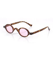 Mobgift Minimal Vintage Retro Oval Kemik Unisex Güneş Gözlüğü (Leopar-Pembe)