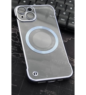 iPhone 13 Uyumlu Mavi Renkli İnce Kenarlı Şeffaf Sert Kapak Kılıf
