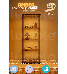 Şerit LED LED Bar Aydınlatma Seti 4’lü 35cm Amber Işık Şeffaf Kablo Tak Çalıştır Anahtarlı