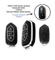 Togg T10x Uyumlu Anahtar Koruma kılıfı Siyah / Gümüş Detaylı Lütfen Anahtar Teyiti Yapınız (Standart)