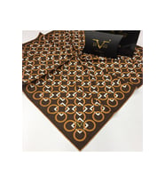 Geometrik Desen Black Seri Twill Eşarp Eşarp Askısı ile Birlikte 90x90 cm Kahver