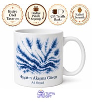 Shibori Efekt Temalı Baskılı Kupa Bardak Hediye Özel Tasarım Porselen Mug