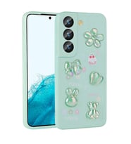 Galaxy S21 FE Kılıf Kabartma Figürlü Parlak Toys Silikon Kılıf (Açık Yeşil)