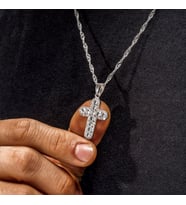 925 Ayar Gümüş Singapur Zincirli Cubic Zircon Hac Cross Kolye