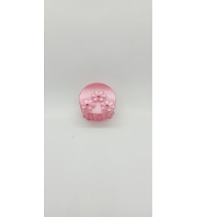 Pembe Renk Çiçek Desen Yuvarlak Mandal Toka