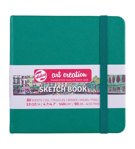 Talens Art Creation Sketchbook Sert Kapak Eskiz Defteri 140 gr 12x12 cm 80 yp FOREST GREEN 