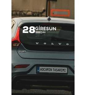 28 Giresun Güce Plaka Kodlu Beyaz Araç Sticker Güce İlçe Yazılı Giresun Özel Tasarım 40x8 cm Şehir ve İlçe Temalı Kaliteli Sticker