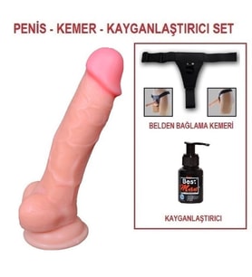 LilituShop 17 cm Belden Bağlamalı Realistik Dildo Penis Set
