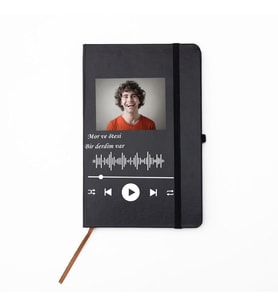 Gifttime Kişiye Özel Spotify Barkod Tasarımlı Defter (Siyah)