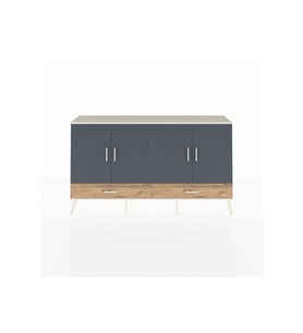 Arges Konsol 6 Raflı 2 Çekmeceli 4 Kapaklı 176x30x99 Aytaşı-Antrasit/Çam