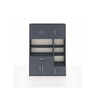 Arges Dolap 10 Raflı Tek Çekmeceli 6 Kapaklı 132x30x195 Antrasit-Antrasit/Antrasit