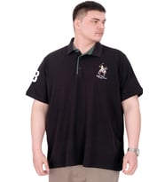 Mode XL Büyük Beden Erkek T-Shirt Polo Yaka Nakış Detaylı U25311 Siyah