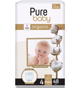 Pure Baby Organik Bebek Bezi 4 Beden 7-16 KG Maxi 240 Adet Mega Fırsat Pk