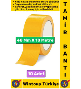 Ultra Güçlü Su Neme Dayanıklı Çok Amaçlı Montaj Onarım İzolasyon Tamir Bantı Sarı 48 Mmx10 Mt 10 Adt
