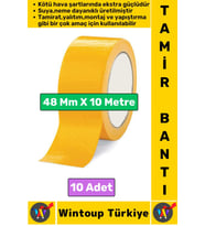 Ultra Güçlü Su Neme Dayanıklı Çok Amaçlı Montaj Onarım İzolasyon Tamir Bantı Sarı 48 Mmx10 Mt 10 Adt
