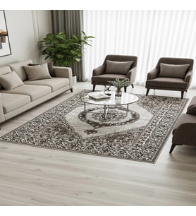 Kilim Çift Taraflı Modern Desenli Yıkanabilir Pamuklu Dokuma 1. Kalite Savan 2x3 Metre Kahve-Siyah