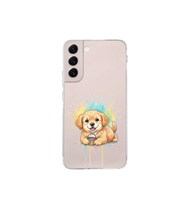 Samsung Galaxy S22 Plus ile Uyumlu Splash Köpek Tasarımlı Şeffaf Silikon Kılıf
