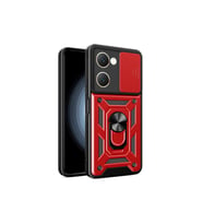 Vivo Y18 Kılıf Pars Lens Yüzüklü Silikon - Kırmızı