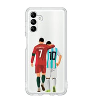 Samsung Galaxy A04S Uyumlu Lionel Messi ve Cristiano Ronaldo Desenli Şeffaf Telefon Kılıfı