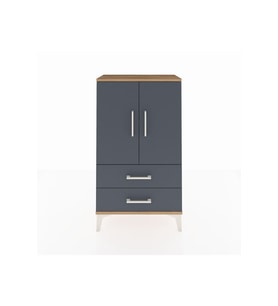 Arges Komodin 2 Raflı 2 Çekmeceli 2 Kapaklı 60x30x106 Çam-Antrasit