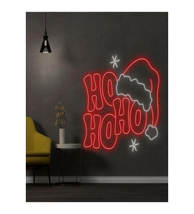 HO HO HO Yazılı Yılbaşı Temalı Neon Tabela