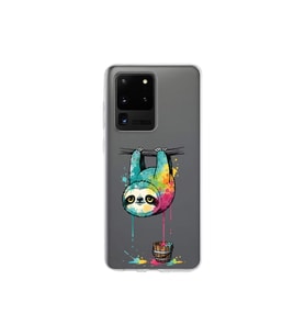 Samsung Galaxy S20 Ultra ile Uyumlu Splash Tembel Hayvan Tasarımlı Şeffaf Silikon Kılıf