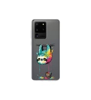 Samsung Galaxy S20 Ultra ile Uyumlu Splash Tembel Hayvan Tasarımlı Şeffaf Silikon Kılıf