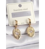 316L Çelik Gold Renk Kutup Yıldız İşleme Kadın Küpe - TJ-BKP9696 TG-V 7509