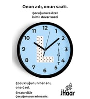 İsme Özel L Harfi Çocuk Odası Duvar Saati Orta Boy 30 cm Siyah Camlı Sessiz