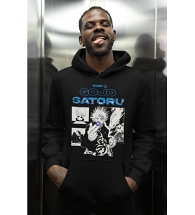 Tasarım Jujutsu Kaisen Gojo Satoru Baskılı Unisex Oversize Anime Karakter Hoodie