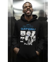 Tasarım Jujutsu Kaisen Gojo Satoru Baskılı Unisex Oversize Anime Karakter Hoodie