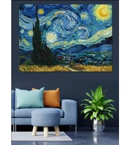 Van Gogh Yıldızlı Gece Tablosu Dekoratif Kanvas - Mdf Ahşap Tablo