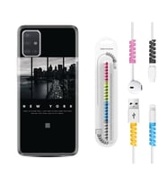 Samsung a71 A72 A73 A7 A9 2018 C7 C9 Kılıf Kablo Koruma Spiral Silikon New York 1612