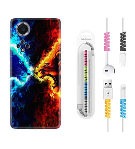 Huawei Nova Y70 Y90 Nova 9 SE  Kılıf Kablo Koruma Spiral Silikon Red Blue Leon 1714