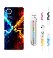 Huawei Nova Y70 Y90 Nova 9 SE  Kılıf Kablo Koruma Spiral Silikon Red Blue Leon 1714