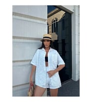 Kadın Oversize Fisto Gömlek ve Beli Lastikli Şort İkili Takım