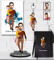 Kişiye Özel Babalar Günü Baba Erkek Çocuk Karikatürlü 5 lİ Hediye Seti Model-2