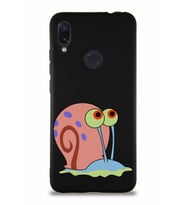 Xiaomi Redmi Note 7 Soft Premier Kapak Salyangoz Gary Tasarımlı Silikon Kılıf - Siyah (Şeffaf)