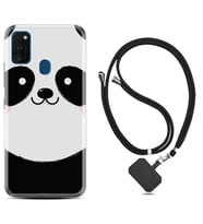 Samsung M21 M22 M23 M30 M31S M32 Kılıf Boyun Askılı Silikon Sevimli Panda 1794